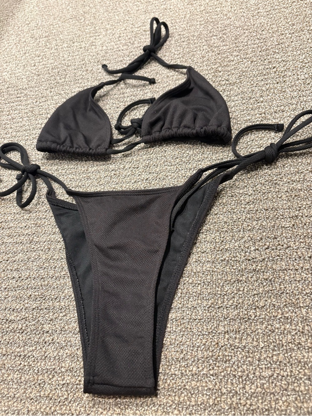 Classic Black Tie-Side Triangle Bikini Set